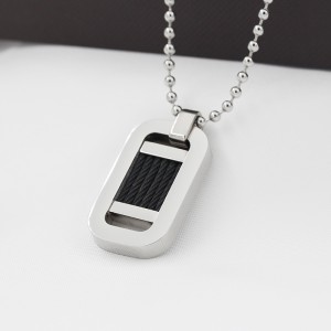 Nagykereskedelmi rozsdamentes acél kéttónusú fekete acélhuzal medál nyaklánc