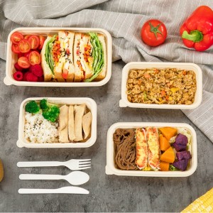 Négyzet alakú, környezetbarát, komposztálható eldobható élelmiszer-tároló edények elvihető kukoricakeményítő biológiailag lebomló élelmiszer-tartály