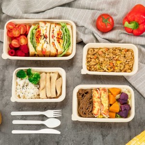 Téglalap alakú, környezetbarát, biológiailag lebomló élelmiszer-csomagoló edények elvihető kukoricakeményítő eldobható élelmiszer-tartály