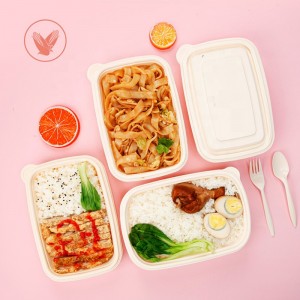 Környezetbarát csomagolás gyorséttermi csomagolóanyag doboz biológiailag lebomló kukoricakeményítő téglalap, élelmiszertartály