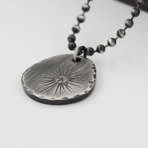 Antik fekete nyaklánc csillogó csillag medál rozsdamentes acél kerek nyaklánc