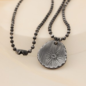 Antik fekete nyaklánc csillogó csillag medál rozsdamentes acél kerek nyaklánc