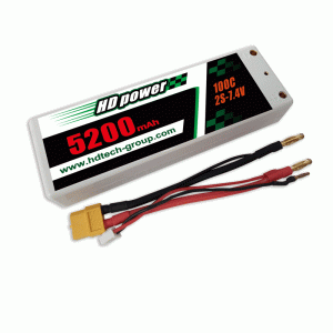 HD POWER 5200mAh 100C 2S 7,4 V kemény tok LiPO akkumulátor