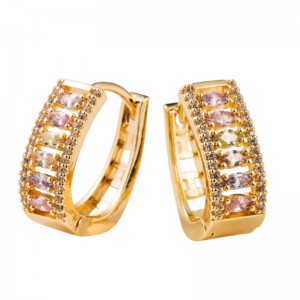 Dongdaemun fülbevalók,nőinépi temperamentum fülbevaló, réz inlaid cirkon és galvanizált arany francia fülbevalók