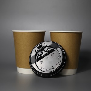 350ml PE/PLA Bélés Dupla Wall Paper Cup 12 oz-Kraft