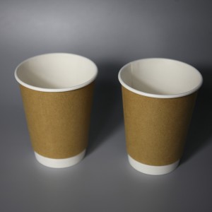 350ml PE/PLA Bélés Dupla Wall Paper Cup 12 oz-Kraft