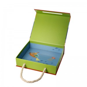 Nagykereskedelmi egyéni logó újrahasznosított játékpuzzle kartonpapír mágneses szárny ajándékcsomagoló doboz fogantyúval