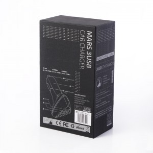 Nyomtatási állat ablak Autó töltő USB kábel doboz Luxus fekete USB csomagoló dobozok