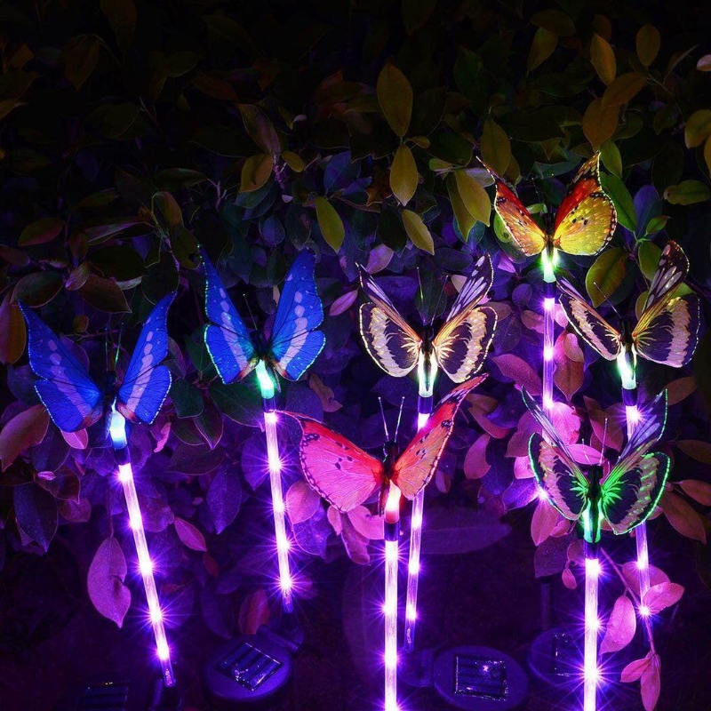Többszínű módosítása LED Garden Solar Lights Optikai Butterfly díszkivilágítást Garden Solar Tét Lights
