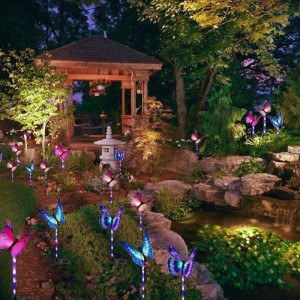 Többszínű módosítása LED Garden Solar Lights Optikai Butterfly díszkivilágítást Garden Solar Tét Lights