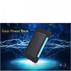 Solar Power Bank Dual USB Power Bank 20000MAH Vízálló akkumulátortöltő Külső hordozhatónapelem LED fény