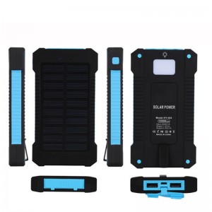 Solar Power Bank Dual USB Power Bank 20000MAH Vízálló akkumulátortöltő Külső hordozhatónapelem LED fény