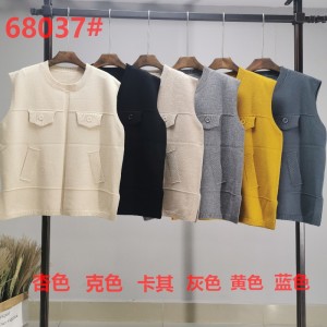 Divatos trend alkalmi sokoldalú kötött hamis zseb mellény 68037#