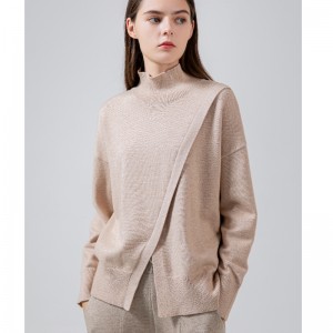 Divatos trend Casual Joker Alapítvány High Neck Knit Split Single Top 68038#