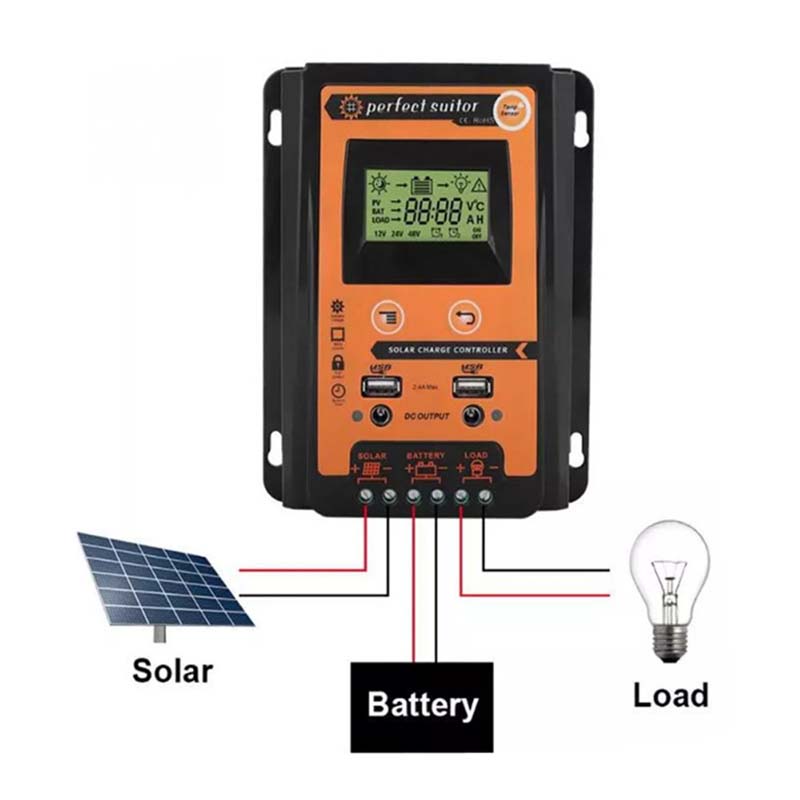 PWM 30A 12V 24V Solar Charge Akkumulátor szabályozó vezérlő Solar Panel Dual USB kimenet LCD kijelző