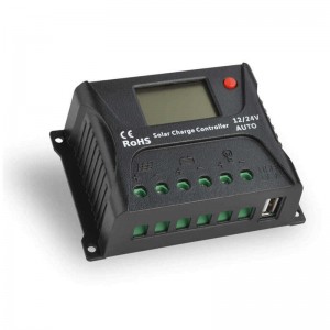 SRNE PWM Solar Off-rács töltésvezérlő 12V/24V 10A 20A LCD max 55Vnapelemes ólom-savas lítium akkumulátor rendszer