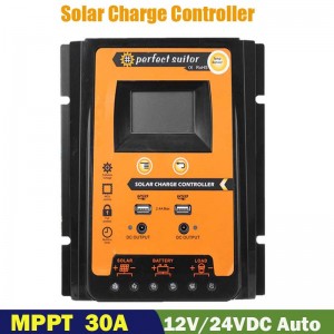 PWM 30A 12V 24V Solar Charge Akkumulátor szabályozó vezérlő Solar Panel Dual USB kimenet LCD kijelző