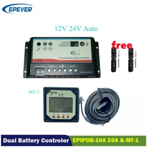 EPever Dual akkumulátor Solar töltésvezérlő 10A20A Duo-Battery-szabályozó Remote LCD Meter MT-1 EPsolar EPIPDB-COM