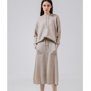 Alkalmi gyapjú kötött kétrészes hoodie készlet 69027#