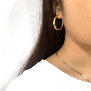 Rozsdamentes acél divat aranyozott szilárd fülbevaló/hoops