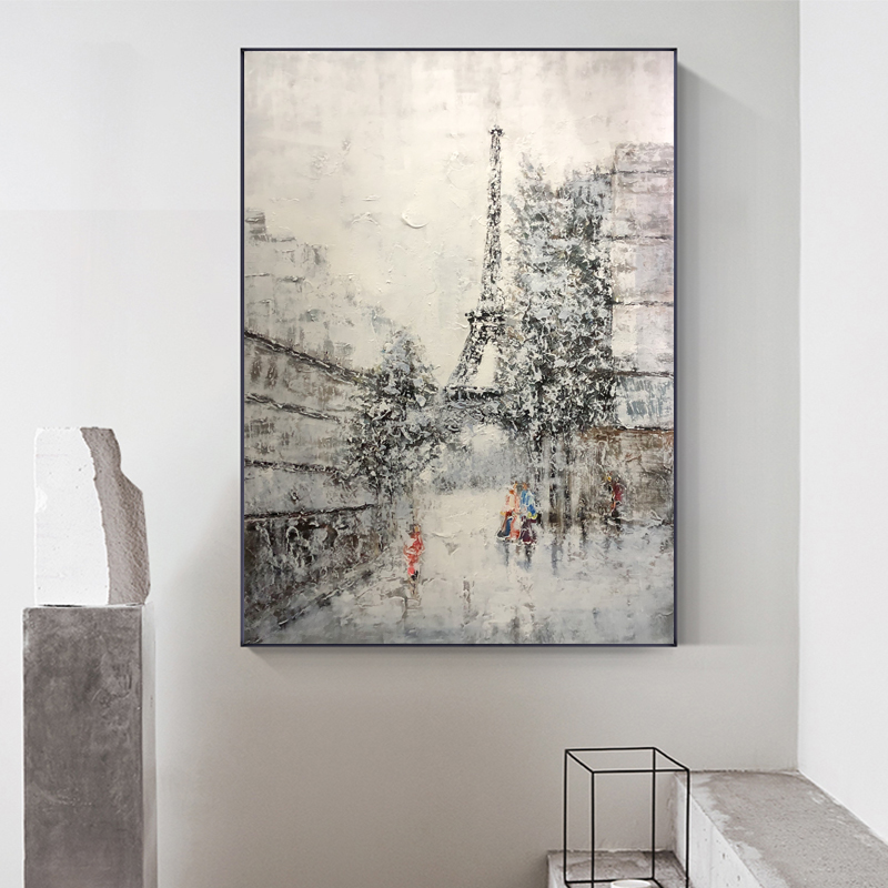 Új termék kézzel festett modern stílusú fal Eiffel tájképek olajfestmény
