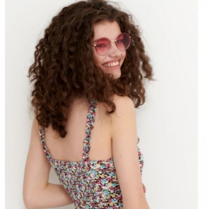 Floral Print Viscose Dress Mini Hosszúság