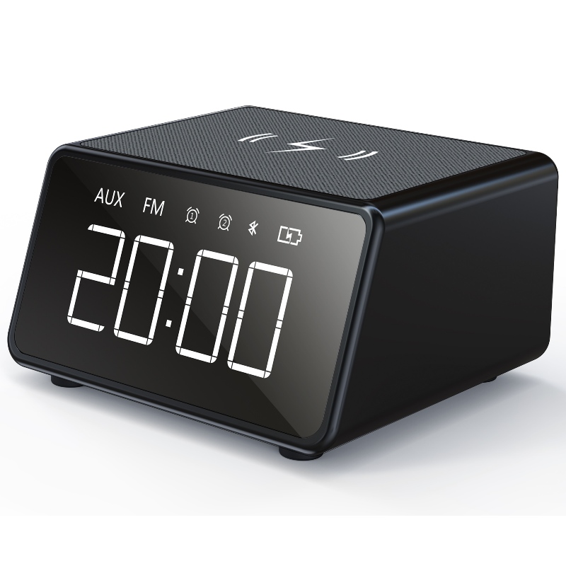 FB-CR01W 1.4Inch Bluetooth Clock Radio Qi vezetéknélküli töltővel