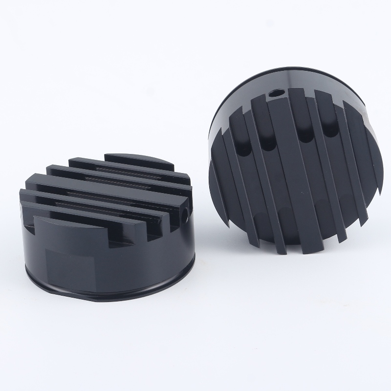 Egyedi extrudálás CNC eloxált kerek alumínium hűtőborda alumínium fekete LED profil hűtőborda