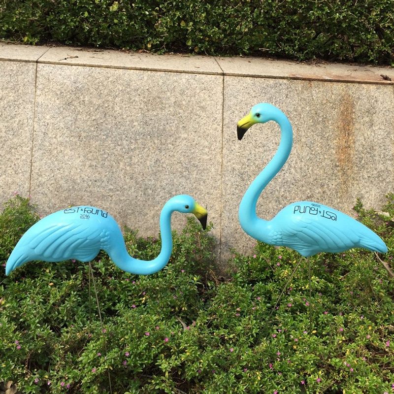 Szimuláció műanyag kék flamingo madarak kertészeti állati díszek Kültéri kellékek