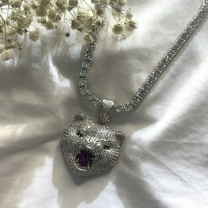 HIP-HOP INLAID CIRCON PENDAND TIGER PENDANT