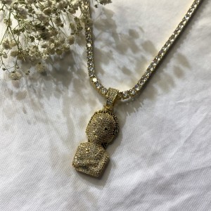 Zircon szilárd robbanó lány fej hip hop medál