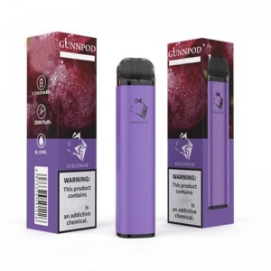 Gunnpod 2000 Puffs Előretöltött eldobható vape 1250mAh Akkumulátor E Cigaretta Délye 18350 8ml párologtató Starter Kit vs Elf Bar 20 Flavs Pen Pod Puff Gunpod