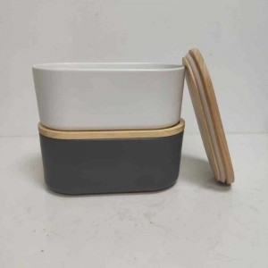 Nagykereskedelmi hosszú, fából készült fedél kerámia kőtartó tároló tartály JAR