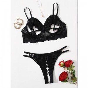 Új forró divat fekete üreges ki csipke hálónők mini ruha szexi lingeri
