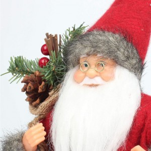 14inch álló piros Santa Claus dísz díszítő díszítés figurán olaj lámpa és fenyő kúp táska karácsonyi ünnepi fesztivál