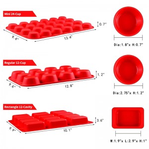 Kerek téglalap alakú szilikon muffin tál formák, sütőeszközök