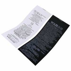 Visszanyaki ruházati címkék a könnyű ruházathoz és a gyermekek termékeihez