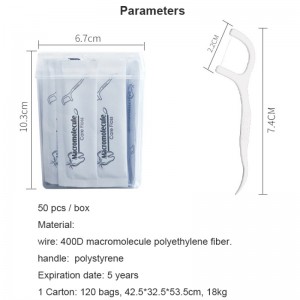 50 Picks Private Label Kiváló minőségű fogászati ​​fogselyem doboz orális higiénia egyedileg csomagolt csomagolt fogpiszkáló hordozható fogselyem