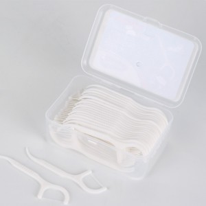 Privát címke Biológiailag lebontható fogpiszkáló eldobható orális bambusz faszén/wooden/weha szalma/plastic Flosser Stick Dental Floss Pick