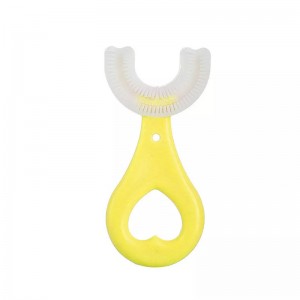 Gyári ellátás, kézi fogkefe gyerekeknek, szilikon U-alakú orális ápolás tisztító kefe, baba fog tisztító