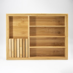 Természetes bambusz bővíthető evőeszközök kés fiók tároló készlet