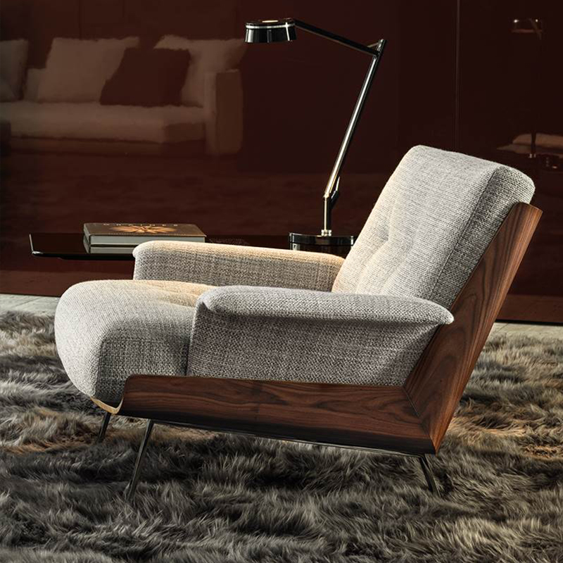 Olasz stílusú hotel lobby fából készült modern luxus valódi bőr lounge széknappali bútorok