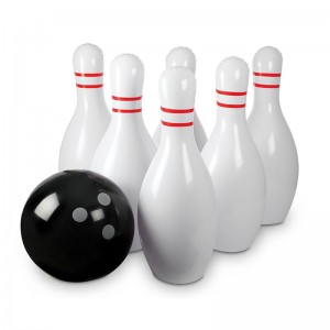 A felfújható bowlingkészlet tartalmaz egynagy labdát és 6 felfújható bowlingcsapot Jumbo Bowling Set játék gyerekeknek