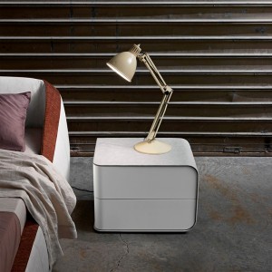 barna bőr éjjeliszekrény mini kis modern luxus kerek éjjeliszekrény keskeny