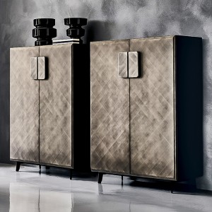 Olasz modern luxus retro arany fém tároló rozsdamentes acél szekrény oldalsó svédasztalos büfé