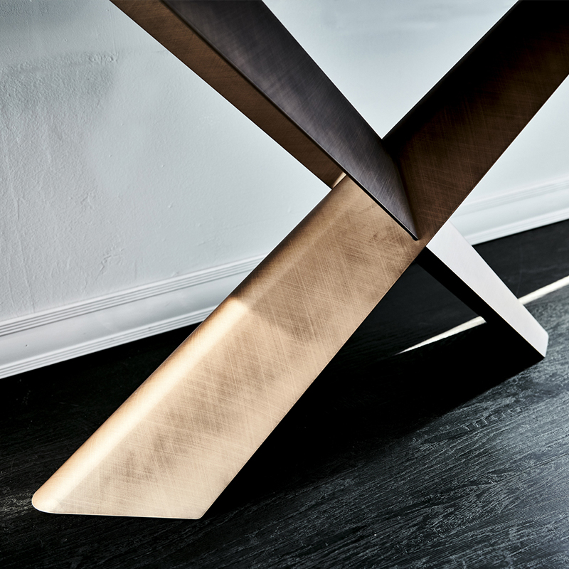 Olasz X alakú rozsdamentes acél alap modern luxuskonzol szekrénykő márvány felső konzol asztal tükörrel