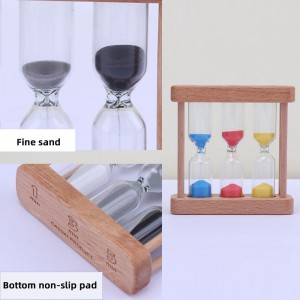 A gyár testreszabható 3 -ból az 1 homokóra fa üveg homok időzítője az európai kreatív fa fém forgó homokóra -időzítő számára