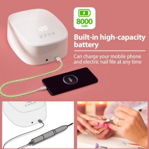 M&R P30PRO vezetéknélküli UV LED körömlámpa, 60W -os újratölthető UV -fény a körmök vezetéknélküli LED körömszárítóhoz USB -portdal, töltő telefon és körömfúró, professzionális körömlámpa gél körömlakkhoz