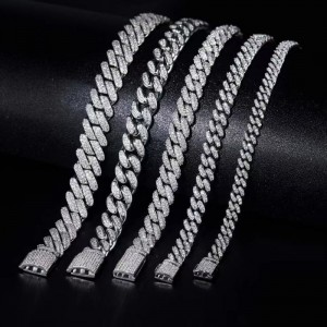 Tuochen ékszerek készen állnak az S925 szállítására Moissanite Stone Cuban karkötő férfiak számára