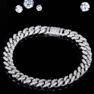 Tuochen ékszerek készen állnak az S925 szállítására Moissanite Stone Cuban karkötő férfiak számára